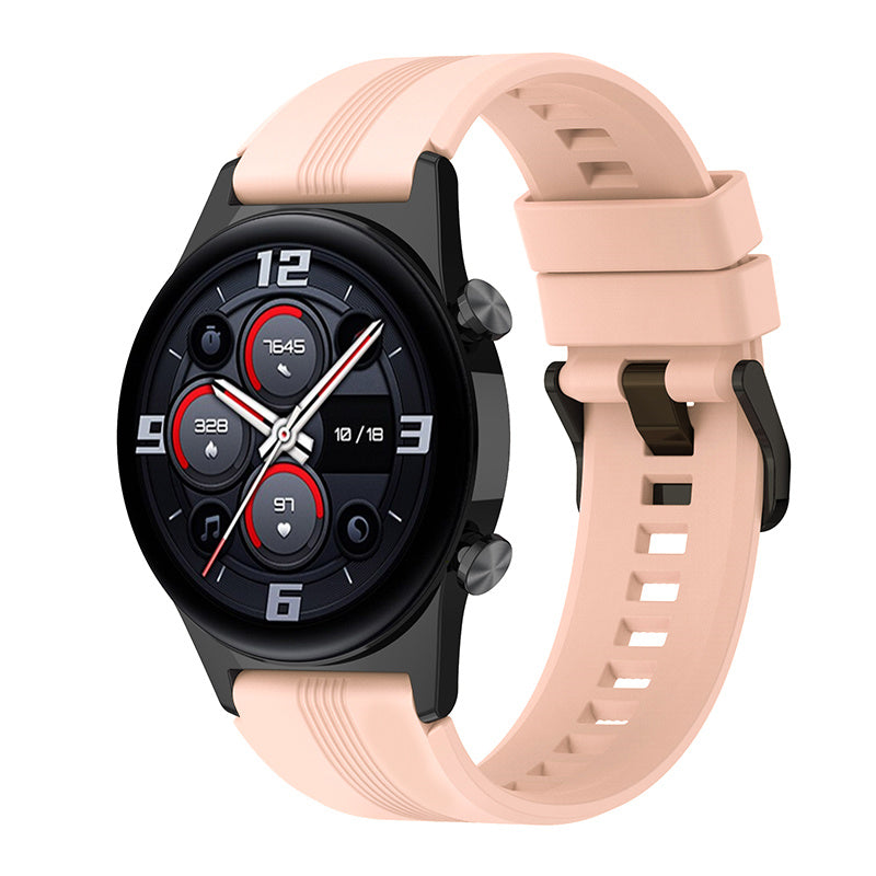 For Honor Watch GS3 Stripe Design Silicone Watch Strap 22mm Replacement Wrist Band with Stainless Steel Buckle For Honor Watch GS3 Stripe Design Silicone Watch Strap 22mm Replacement Wrist Band with Stainless Steel Buckle
